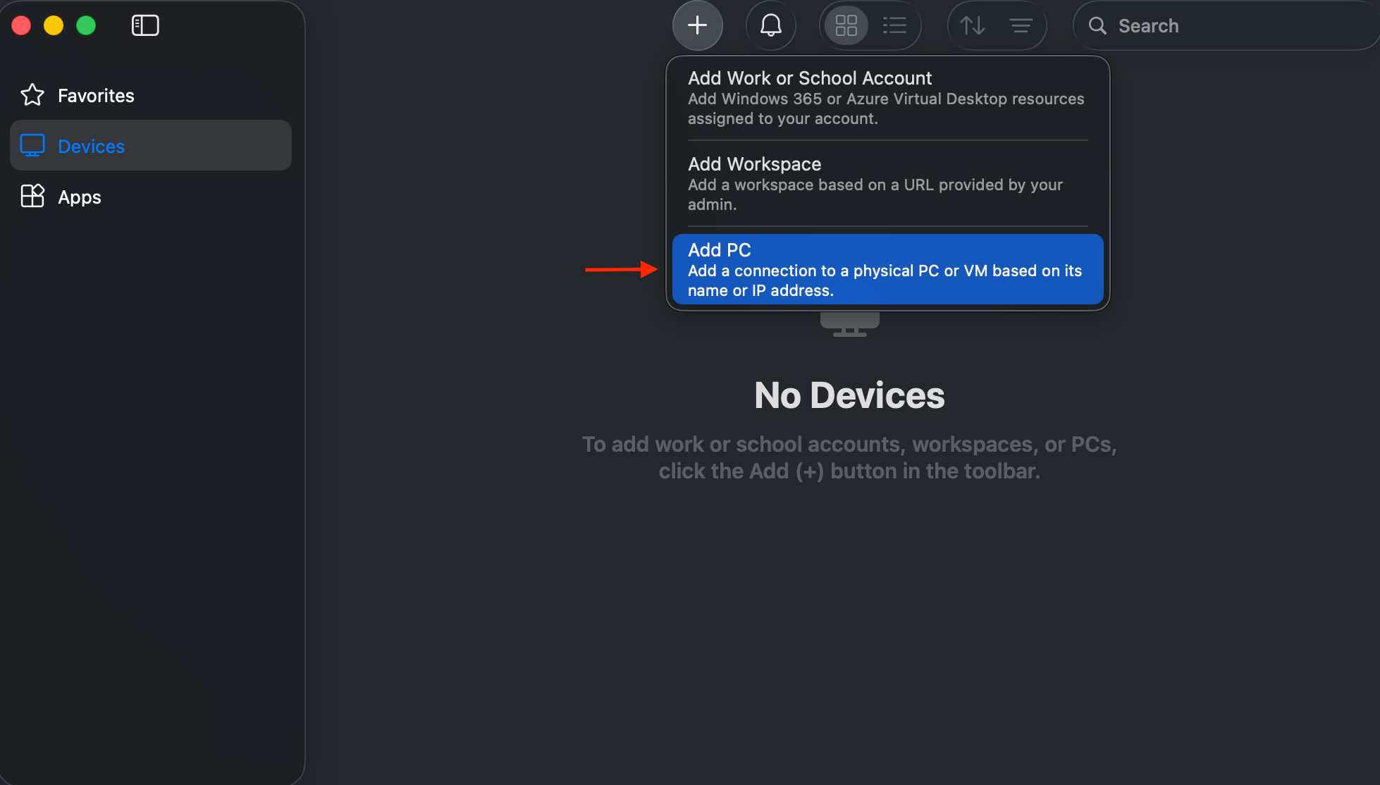 Click "Add PC"