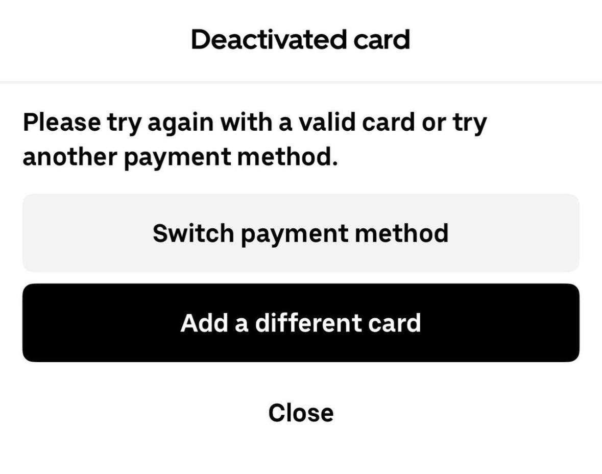 Your card is deactivated.